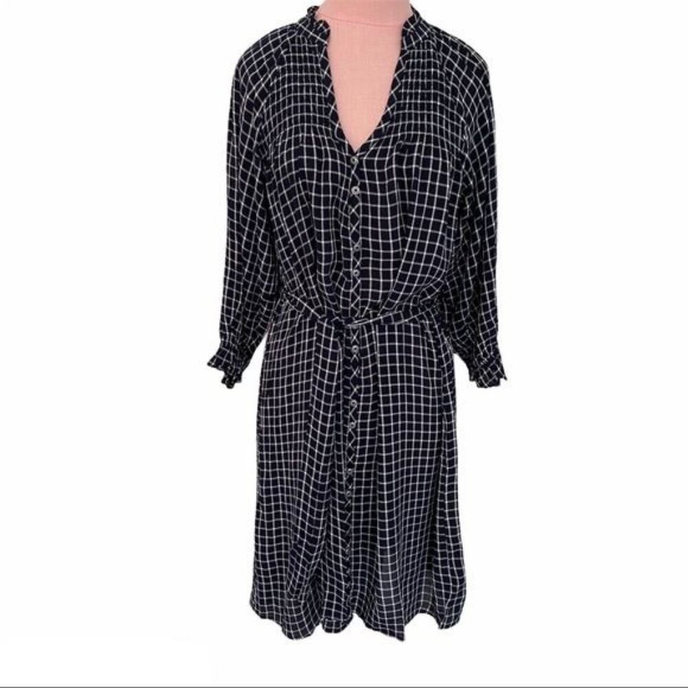 Anthropologie Maeve Sara Smocked Shirtdress in Navy Size XS NWT - Picture 6 of 14
